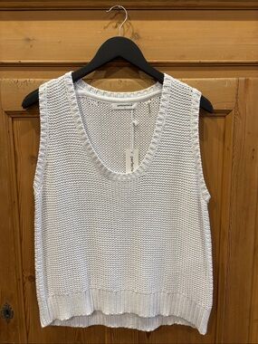 perfectwhitetee White Open-Knit Sleeveless Tank